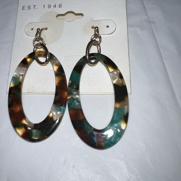 Established 1946 Tortoise Shell Plastic Oval Dangle Earrings - Picture 3 of 9